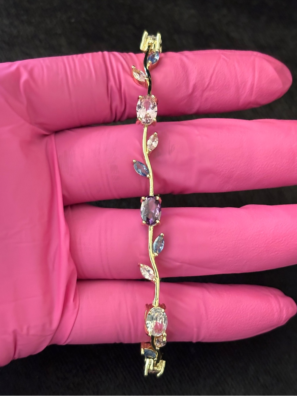 1.4mm Yellow Gold Rose-Inspired CZ Bracelet 8 in.